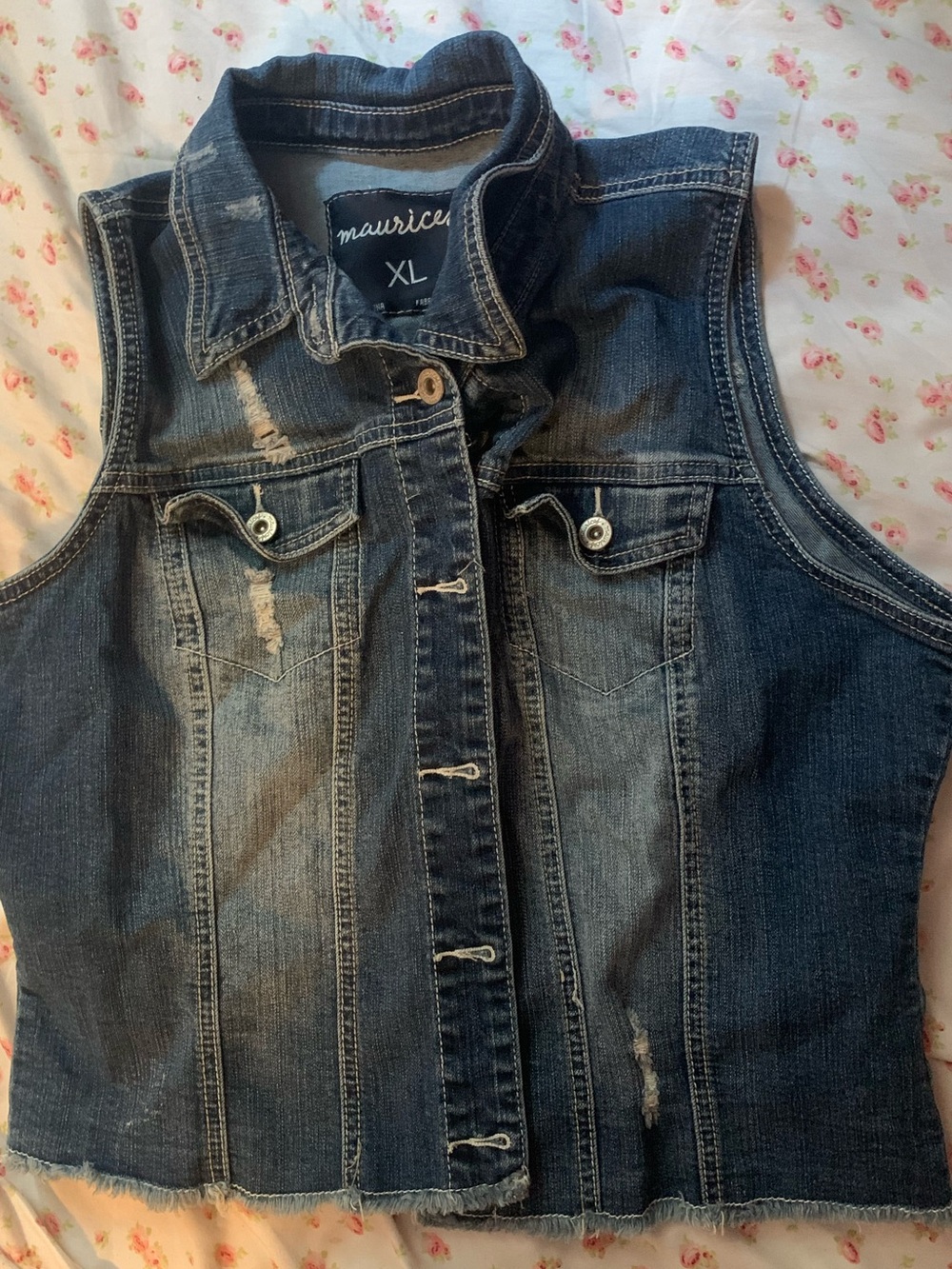 Maurices Denim Vest in Dark Blue Wash